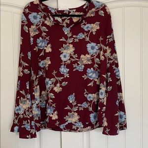 Fall floral bell sleve top